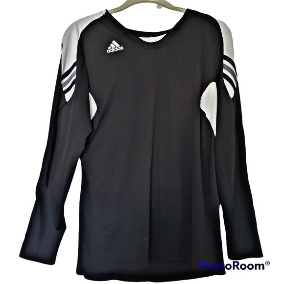 Adidas athletic black long sleeve top sz large - Picture 1 of 8
